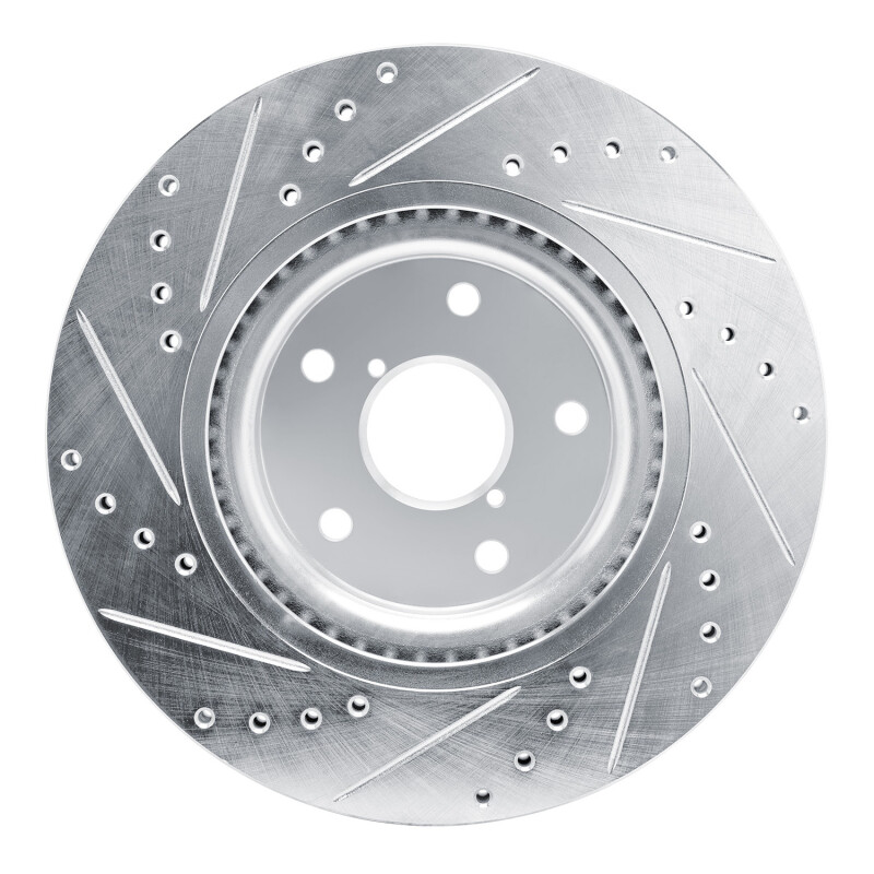 Subaru Impreza Brake Rotor (1) - Front Right - R1 Concepts - Drilled & Slotted - Silver - `20-`25
